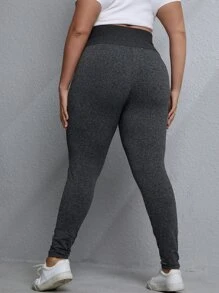 大碼寬腰帶緊身打底褲 - 深灰色 - 查看 2