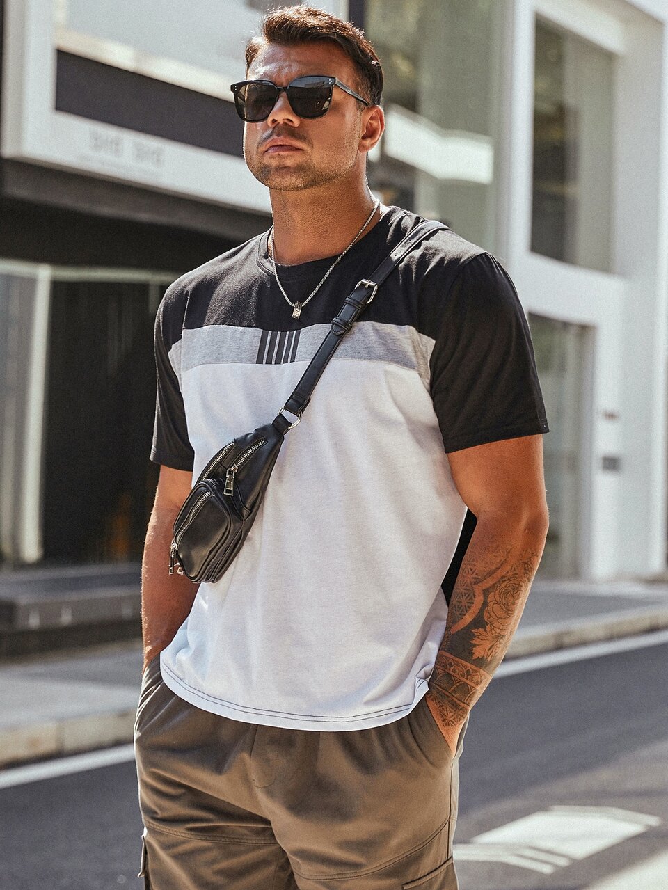 Men Plus Color Block Tee