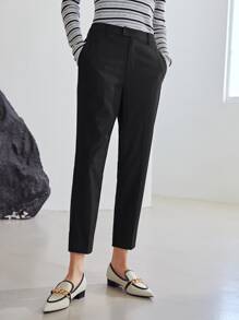 MOTF PREMIUM 粘膠纖維九分錐形褲 - 黑色 - 查看 1