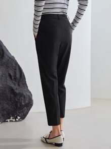 MOTF PREMIUM 粘膠纖維九分錐形褲 - 黑色 - 查看 2