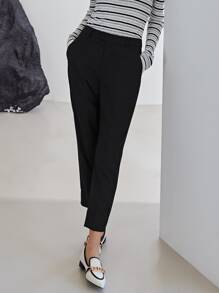 MOTF PREMIUM 粘膠纖維九分錐形褲 - 黑色 - 查看 5