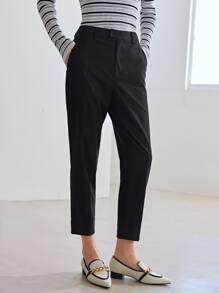 MOTF PREMIUM 粘膠纖維九分錐形褲 - 黑色 - 查看 8