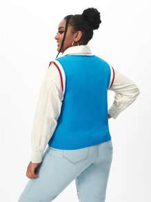 SHEIN Qutie 大碼菱形印花毛衣背心 - 彩色 - 查看 2