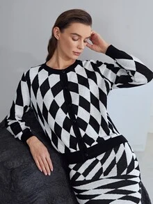 MOTF PREMIUM ARGYLE BUTTON THROUGH CARDIGAN - Black and White - View 4