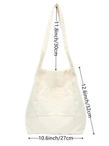 Túi Tote Đeo Vai Vải Nhung Có Sức Chứa Lớn - Màu be - Xem 3