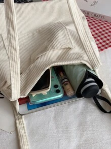 Túi Tote Đeo Vai Vải Nhung Có Sức Chứa Lớn - Màu be - Xem 4