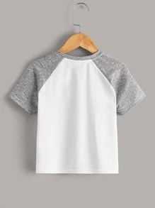 SHEIN Toddler Boys Raglan Sleeve Bird Print Tee - White - View 2