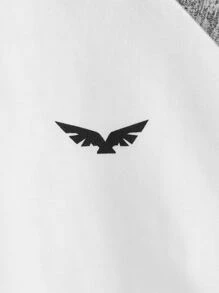 SHEIN Toddler Boys Raglan Sleeve Bird Print Tee - White - View 3