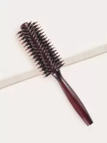 1pc Wooden Round Hair Brush For Blow Drying, Perfect To Style And Add Volume To Any Short Hair Style, Lightweight Round Hair Brush For Precise Styling And Manageable Hair, Hair Comb, For Blow-Drying All Hair Types, For Women Men - Maroon - View 1