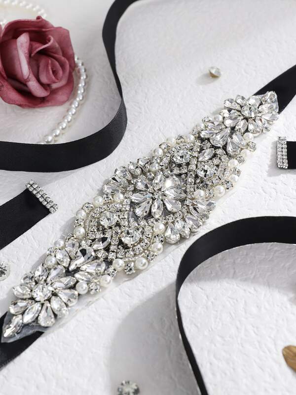 Cinto de noiva (1 peça) para vestido feminino, cinto de casamento com strass e cristais, estilo realeza. Acessórios para o Dia dos Namorados.