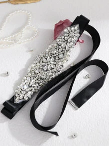 1 chiếc thắt lưng cô dâu, thắt lưng váy nữ, thắt lưng váy cưới, thắt lưng đính pha lê và đá quý, thắt lưng váy cưới phong cách hoàng gia Halloween Valentine. - Bạc - Xem 2