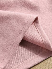 Cô Gái Trẻ Nơ mặt trước tay áo lá sen Hỗn hợp len Đầm - Hồng - Xem 5