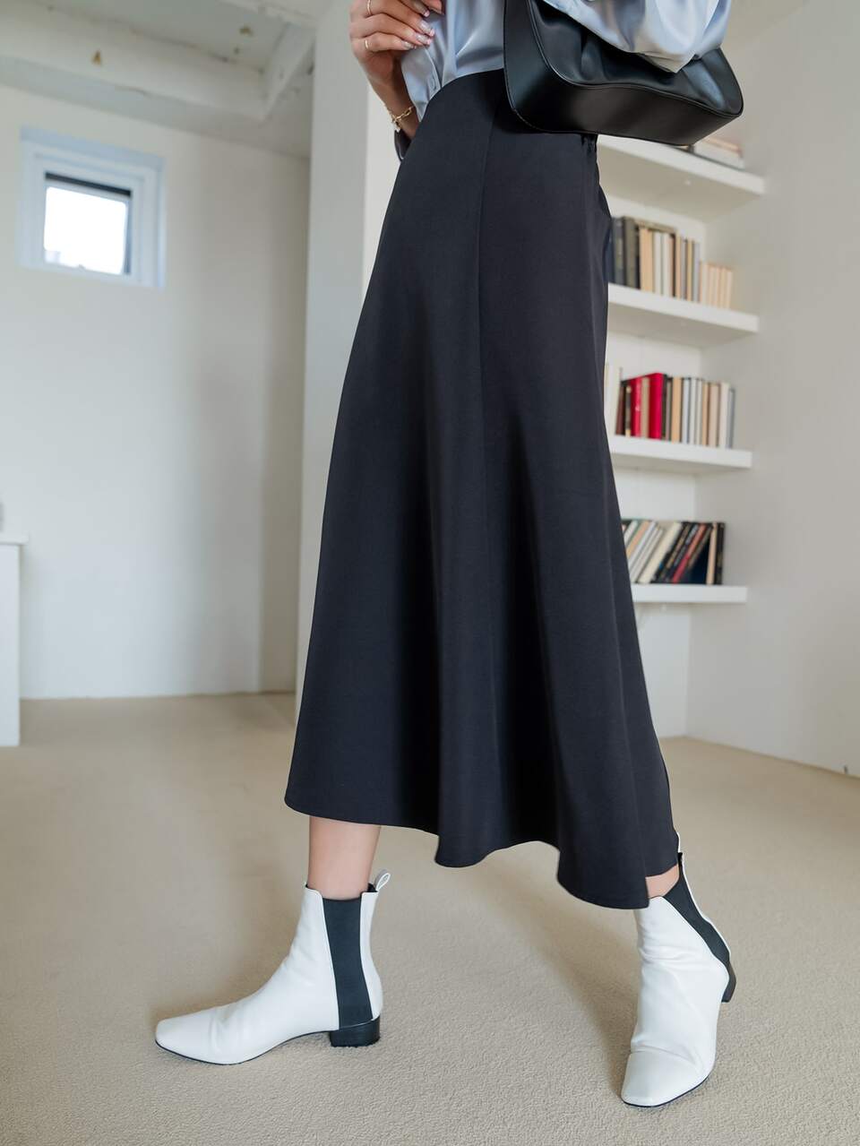 High Waist Flare Hem Skirt