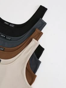 SHEIN Unity 4入組素色背心上衣 - 彩色 - 查看 5