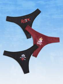 Jboy 3 piezas Set bragas estampado de cráneo - Multicolor - Ver 1