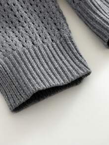 Boys Colourblock Pointelle Knit Drop Shoulder Cardigan - Multicolor - View 3