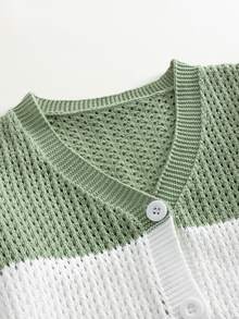 Boys Colourblock Pointelle Knit Drop Shoulder Cardigan - Multicolor - View 4