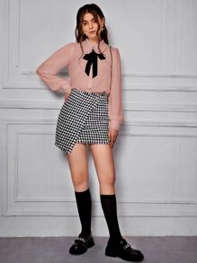 BizChic Peter-pan Collar Puff Sleeve Blouse Workwear - Dusty Pink - View 2