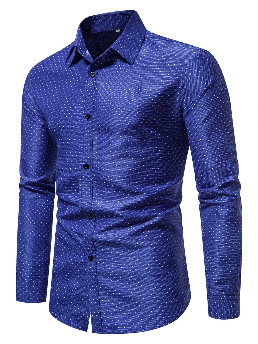 Manfinity Mode Men Allover Print Button Up Shirt - Royal Blue - View 1