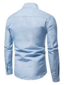 Manfinity Mode Men Allover Print Button Up Shirt - Baby Blue - View 2