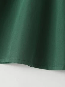 Girls Ruffle Trim Keyhole Back Dress - Dark Green - View 3