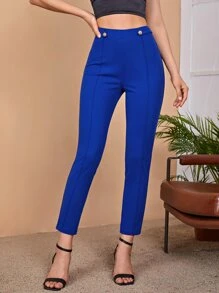 BizChic 高腰側拉鏈緊身褲工作服 - 寶藍色 - 查看 1