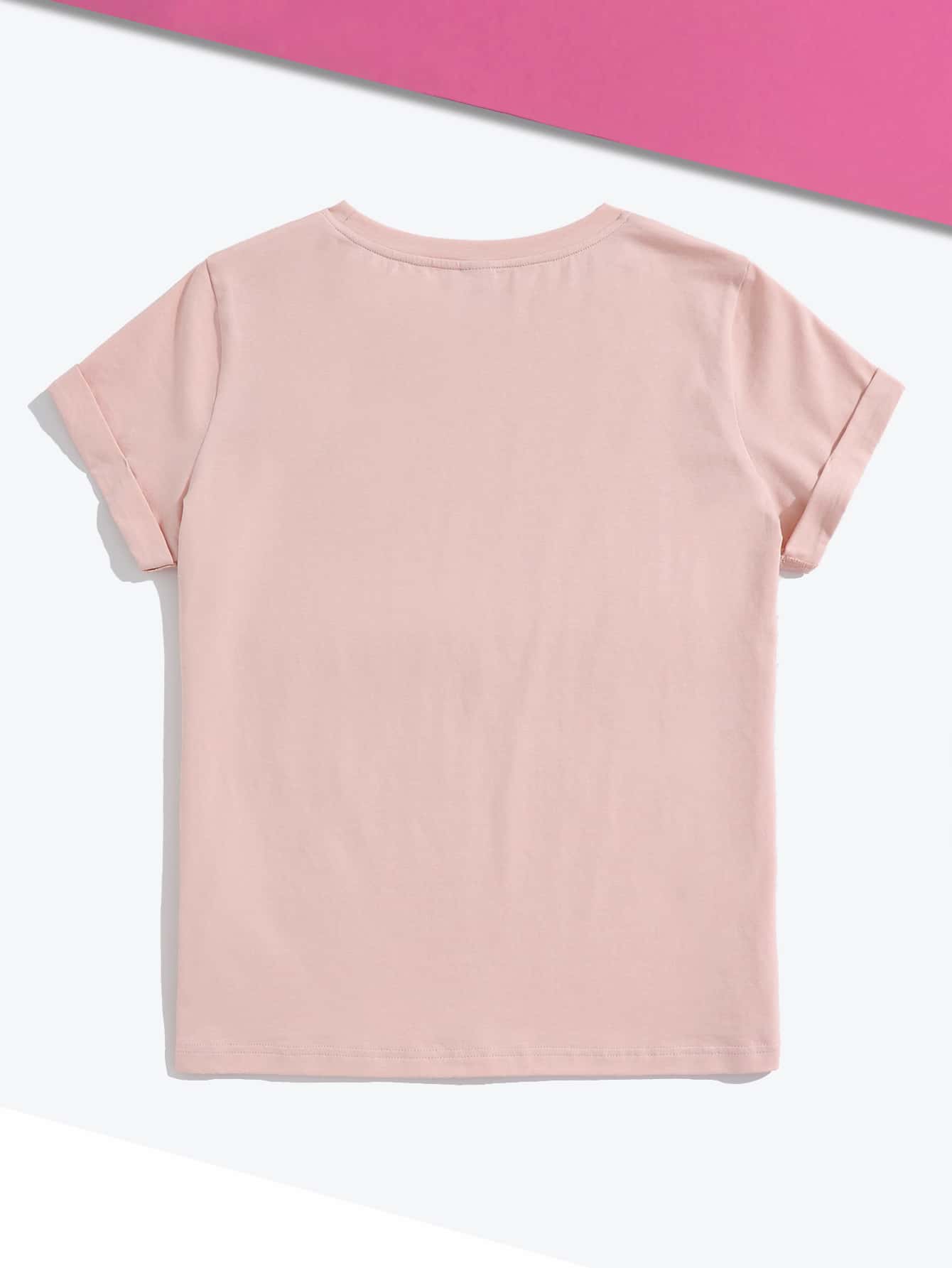 Milky Michi Camiseta con estampado de dibujos animados - Rosa Pálido - Añade 2