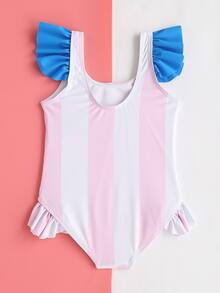 Bebé niña Bañador una pieza con estampado de flamenco fruncido - Multicolor - Ver 2