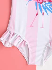 Bebé niña Bañador una pieza con estampado de flamenco fruncido - Multicolor - Ver 4