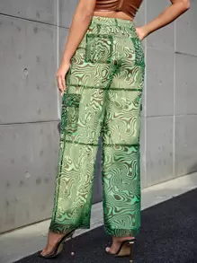 SHEIN Unity Marble Print Wide Leg Pants - Multicolor - View 2