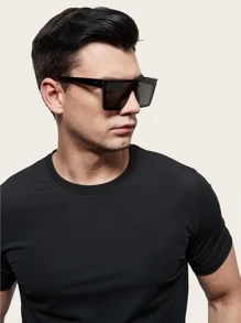 Men Flat Top Fashion Glasses For Daily Life Casual Shades Accessories For Summer Beach Vacation,Outdoor,Travel - Black - View 3