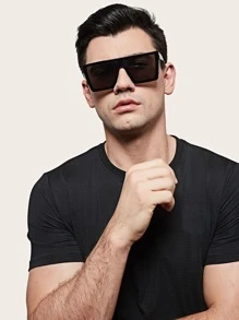 Men Flat Top Fashion Glasses For Daily Life Casual Shades Accessories For Summer Beach Vacation,Outdoor,Travel - Black - View 4