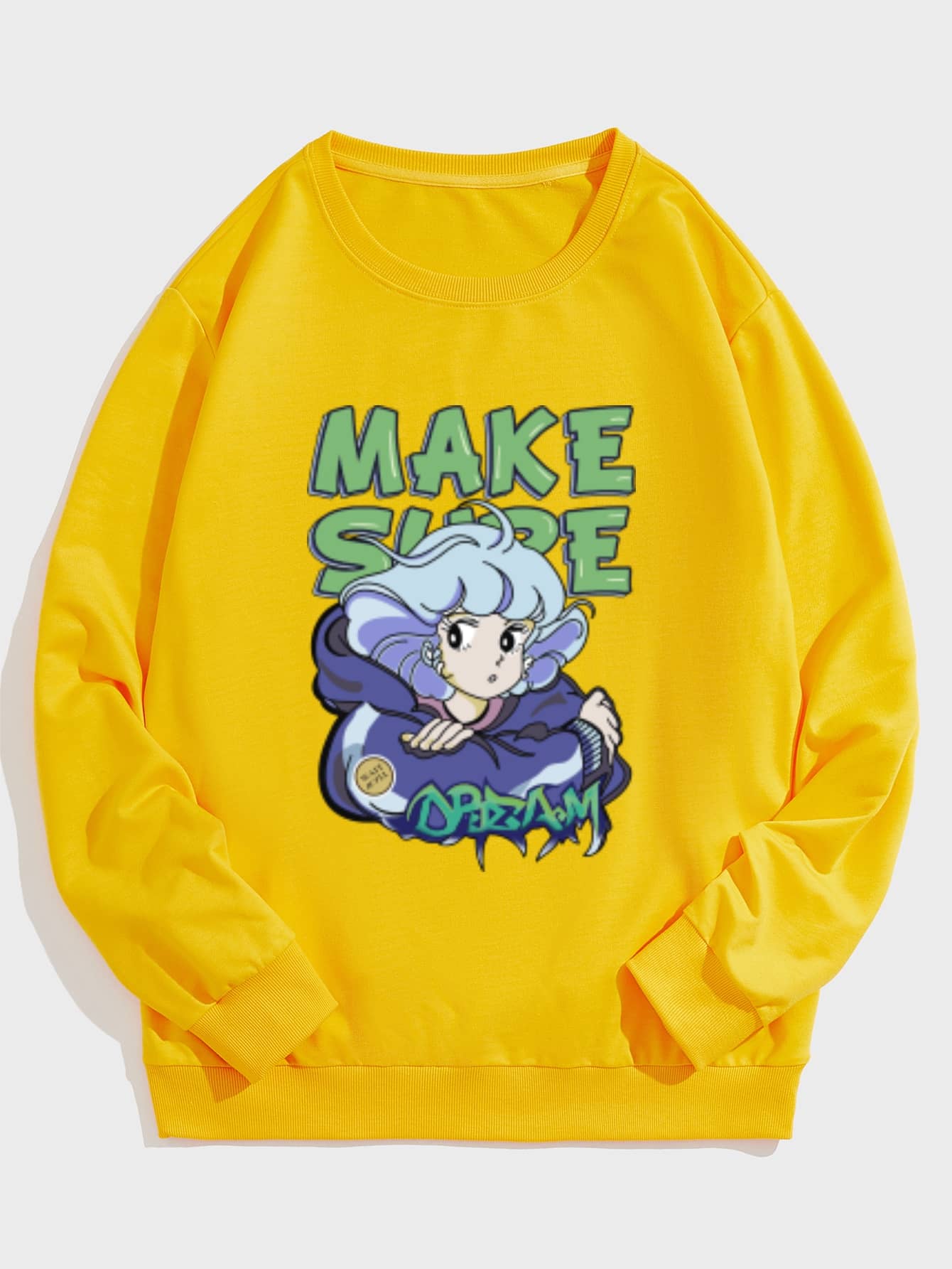 Manfinity 男士字母和圖形圖形運動衫 - 黃色 - 查看 1