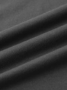 Áo thun nữ Con số Lá thư Giải trí - Màu xám đen - Xem 3