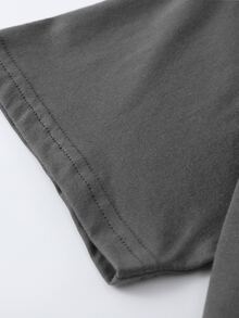 Áo thun nữ Con số Lá thư Giải trí - Màu xám đen - Xem 4