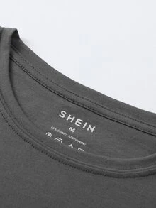 Áo thun nữ Con số Lá thư Giải trí - Màu xám đen - Xem 6