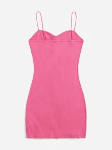 SHEIN Privé Đầm Plus Size Gân đan màu trơn Thanh lịch - Hồng - Xem 2