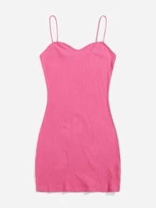 SHEIN Privé Đầm Plus Size Gân đan màu trơn Thanh lịch - Hồng - Xem 5