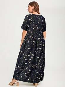 Vestido con estampado floral - Azul Marino - Ver 2