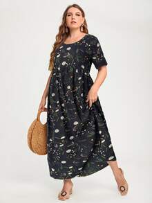 Vestido con estampado floral - Azul Marino - Ver 3