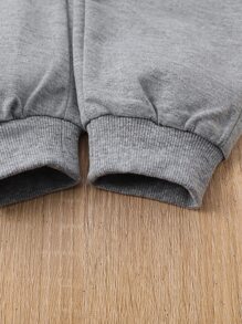 Bebé niño Pantalones deportivos con sudadera con cinta en contraste 2 en 1 - Gris - Ver 5