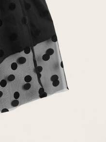 Mulvari Váy Plus Size Tương phản Mesh màu trơn Thanh lịch - màu đen - Xem 3