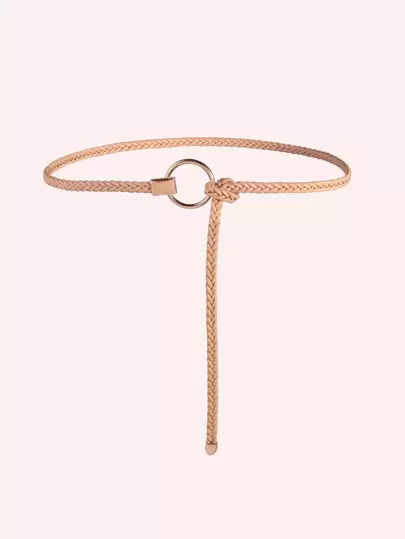 戒扣裝飾編織腰帶波西米亞風格