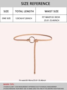 戒扣裝飾編織腰帶波西米亞風格 - 卡其色 - 查看 4