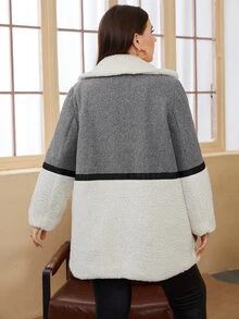 SHEIN Áo khoác cỡ lớn Túi Nút phía trước màu trơn Thanh lịch - Nhiều màu - Xem 2