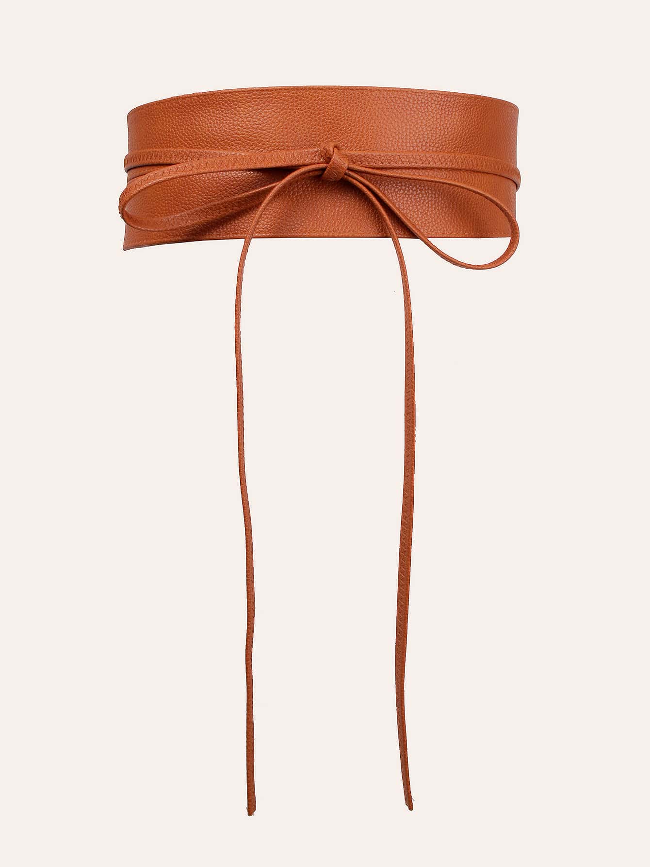 Lace-up Wide Belt - Brown - View 1