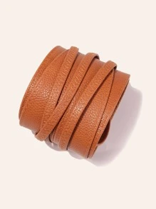 Lace-up Wide Belt - Brown - View 2