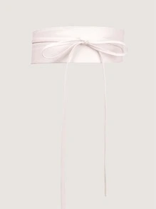 Plus Lace-up Corset Belt - White - View 1