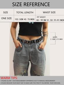 Cinturón con hebilla de corazón con diseño de cadena - Negro - Ver 3