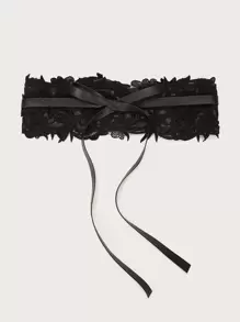 Lace Up Plus Size Corset Lace Belt - Black - View 1